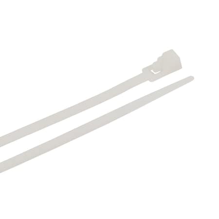 Forney Cable Tie, 8 in L, 2 in Max Bundle Dia., Natural, Nylon 6/6, 50 lb Strength, Flame Retardant, 100 PK 62057